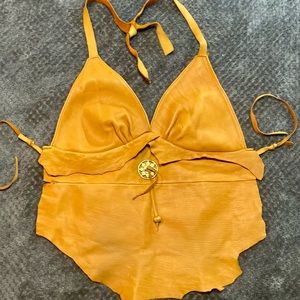 vintage 80’s deerskin leather halter top [ ONE•of•a•KIND ]